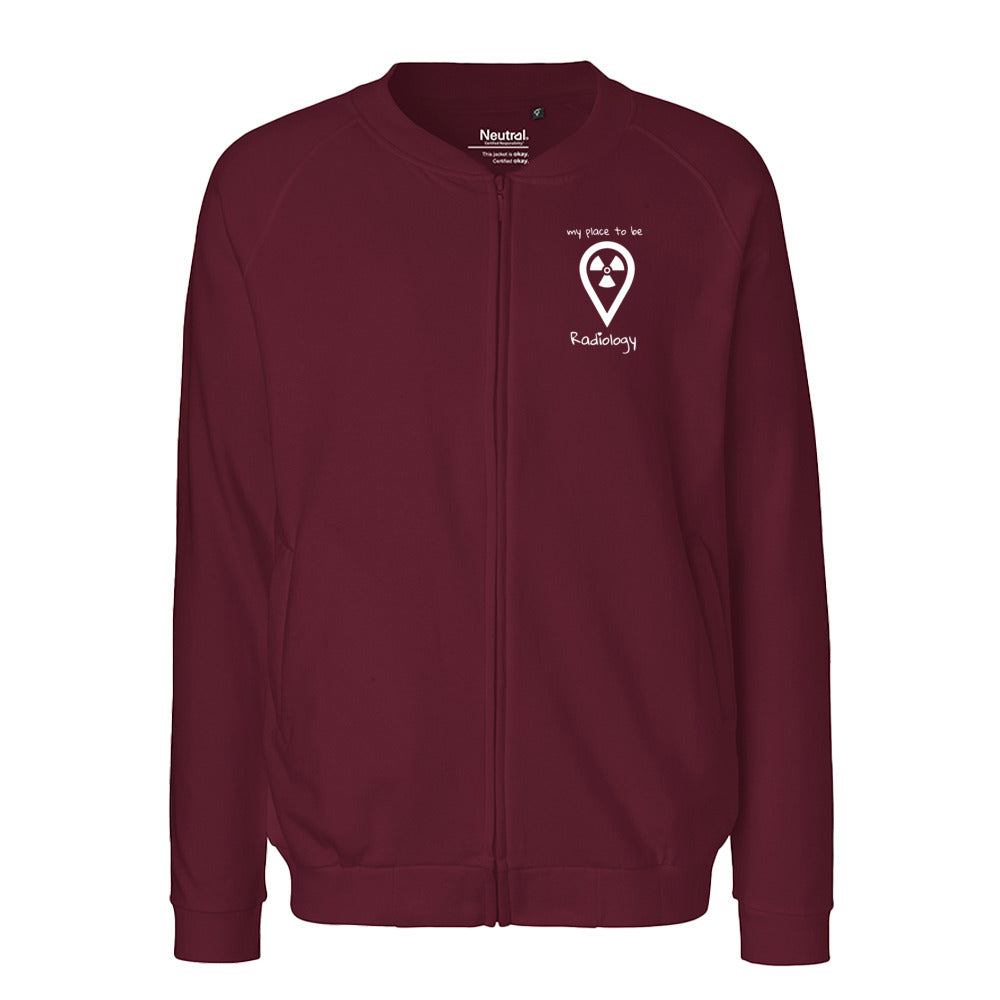 Sweatjacke mit Reißverschluss (Unisex) - my place to be Radiology (kleines Logo)