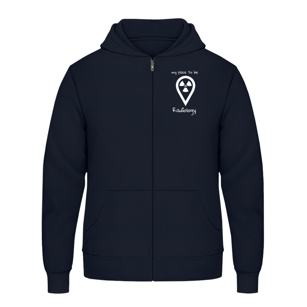 Hoody mit Reißverschluss  - my place to be Radiology (kleines Logo) Unisex