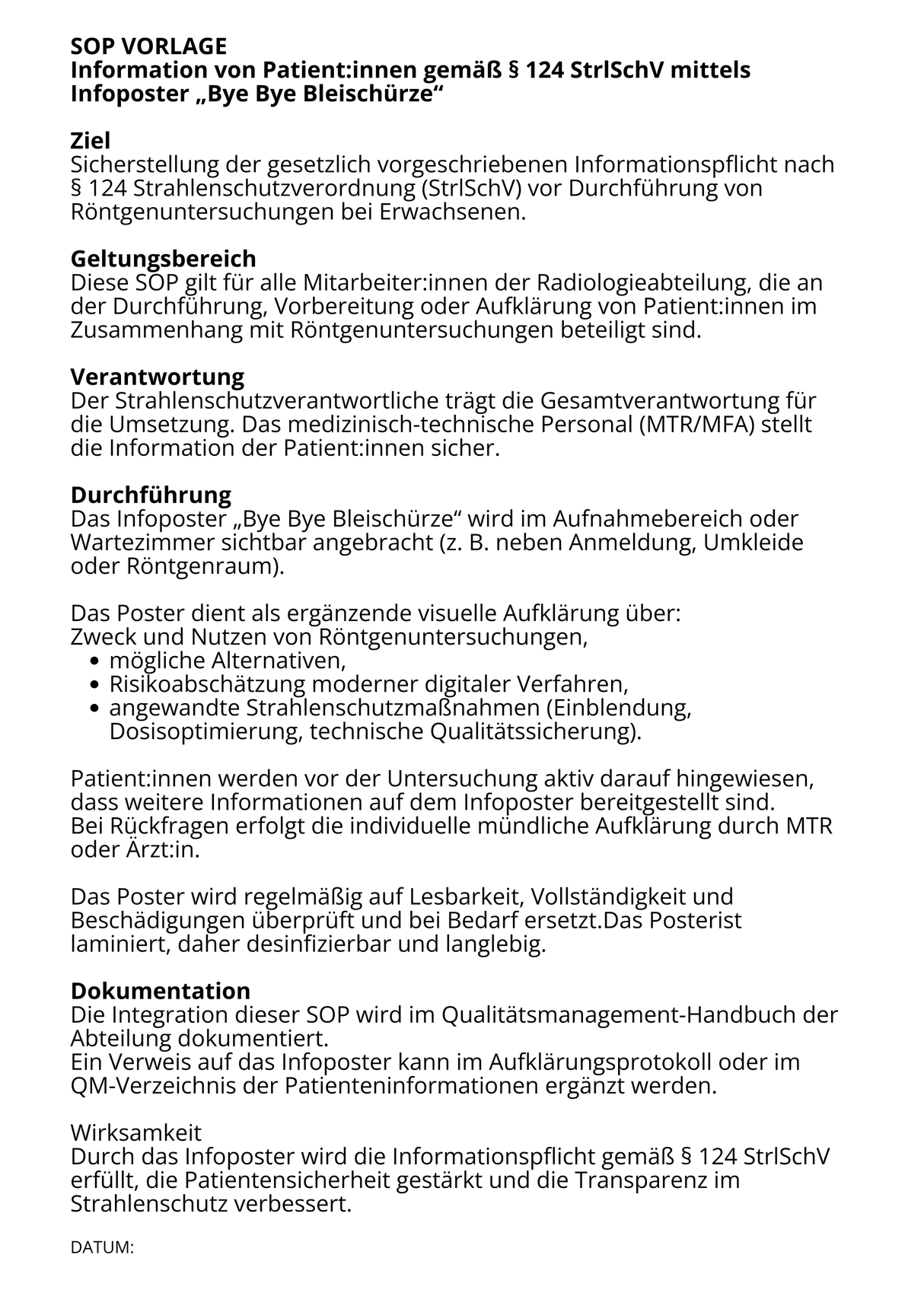 NEUE Version! Röntgen I Poster - Bye Bye Bleischürze - Informationspflicht erfüllt - Alles Einstellungssache