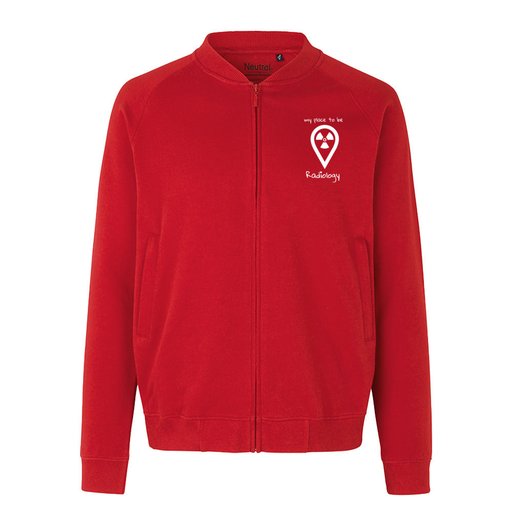 Sweatjacke mit Reißverschluss (Unisex) - my place to be Radiology (kleines Logo)