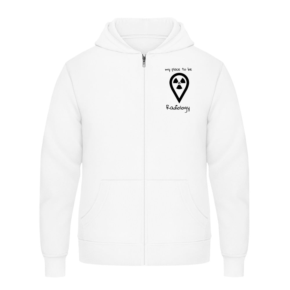 Hoody mit Reißverschluss (Unisex)  - my place to be Radiology (kleines Logo)