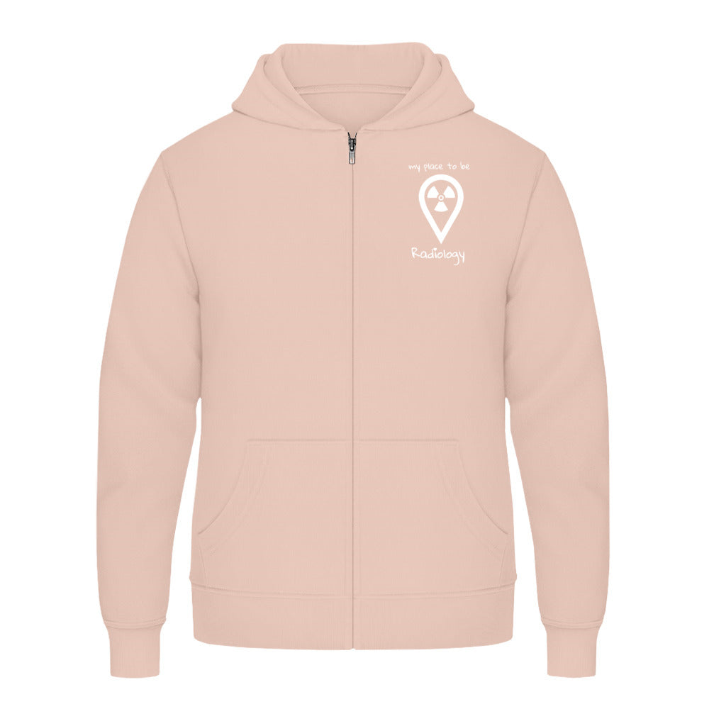 Hoody mit Reißverschluss (Unisex)  - my place to be Radiology (kleines Logo)
