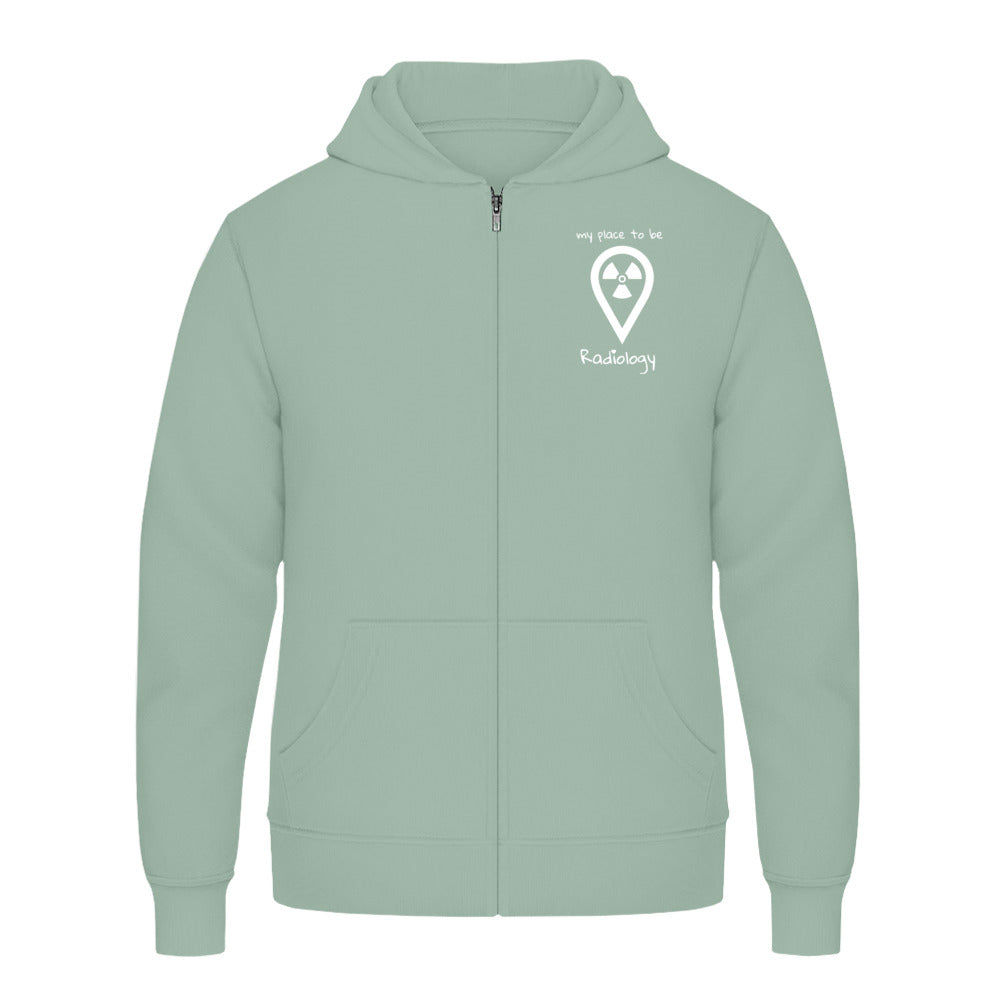 Hoody mit Reißverschluss (Unisex)  - my place to be Radiology (kleines Logo)