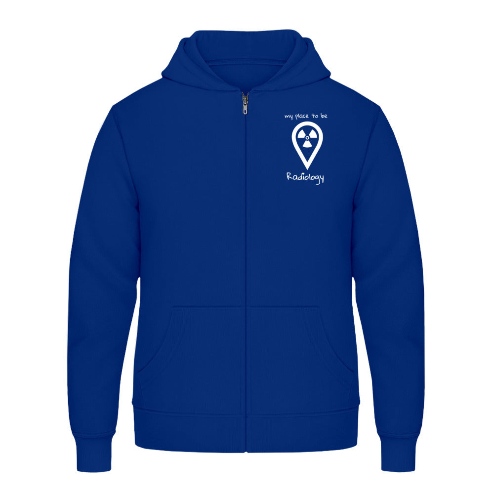 Hoody mit Reißverschluss (Unisex)  - my place to be Radiology (kleines Logo)