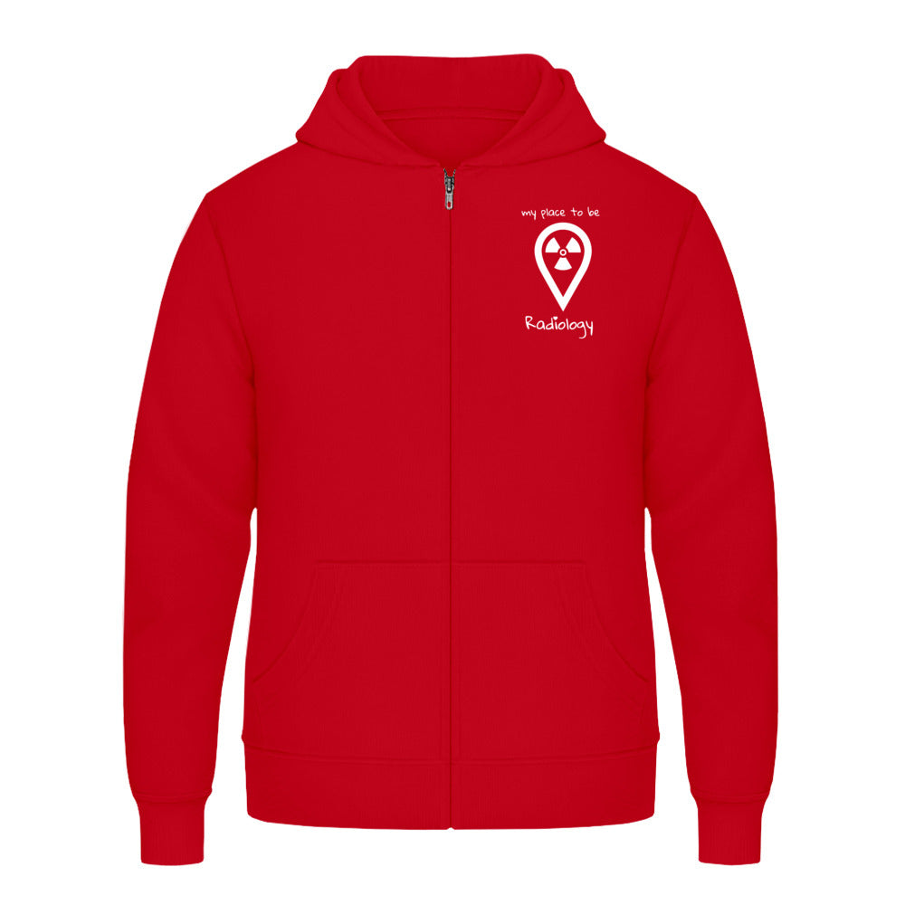 Hoody mit Reißverschluss (Unisex)  - my place to be Radiology (kleines Logo)
