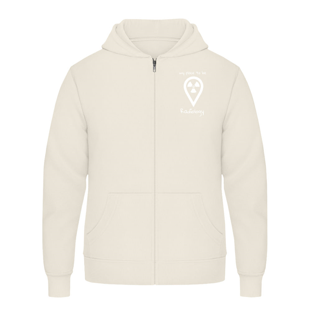 Hoody mit Reißverschluss (Unisex)  - my place to be Radiology (kleines Logo)