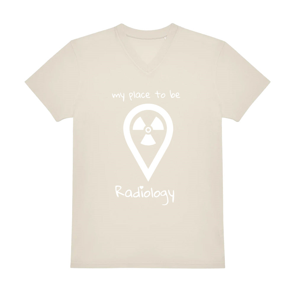 V-Auschnitt T-Shirt (Herren) - my place to be Radiology (großes Logo)