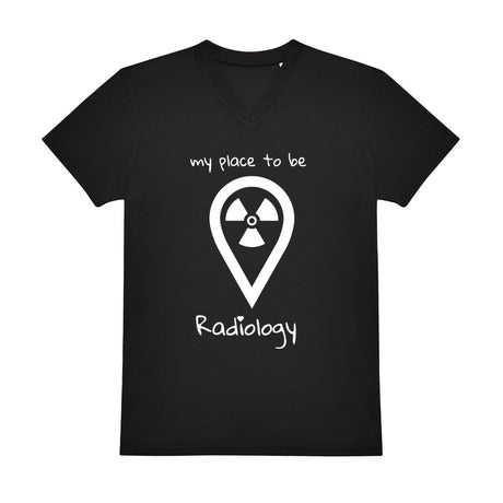 V-Auschnitt T-Shirt (Herren) - my place to be Radiology (großes Logo) - Alles Einstellungssache 